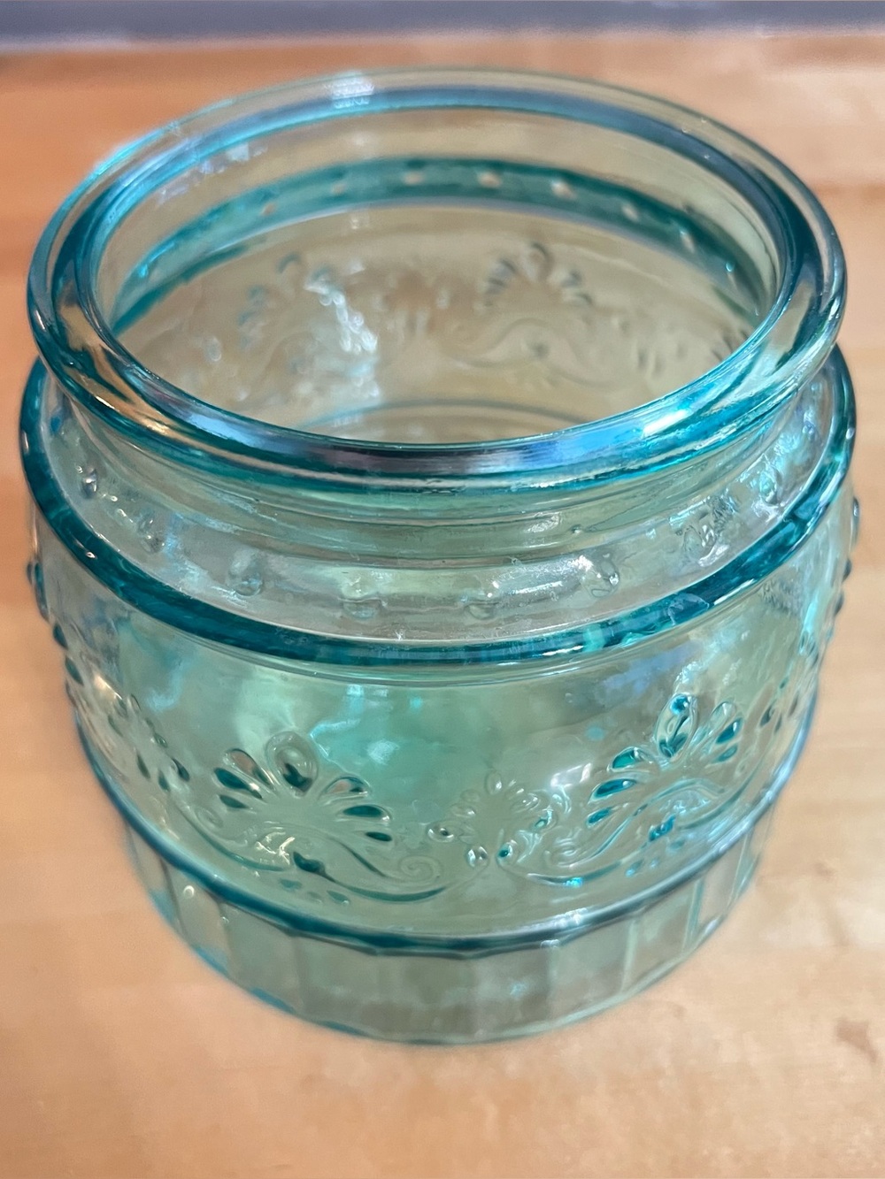 The Pioneer Woman Embossed Cassie Teal Glass Bottom Canister W/out Lid